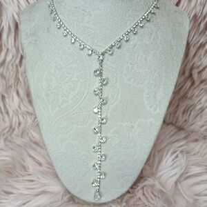 Glamour Cubic Zirconia Drop Necklace Bridal Bride